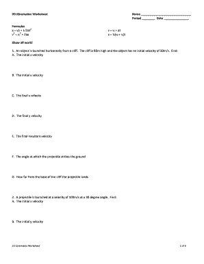 2d Kinematics Worksheet Answers  Form