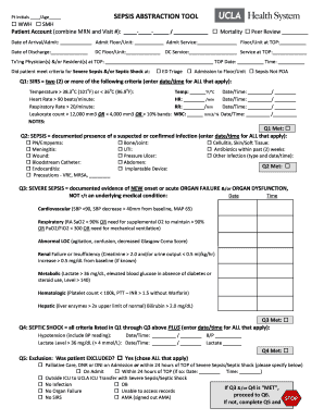 Midas Abstraction Tool for Sepsis  Form