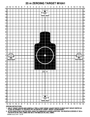 25m Zero Target Printable  Form