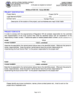 Dust Plan County  Form