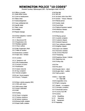 Police Codes  Form