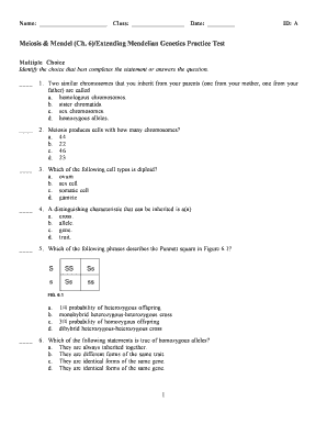 Meiosis &amp; Mendel Ch 6Extending Mendelian Genetics  Form