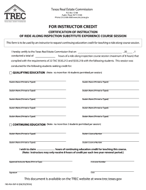 Texas Ra Inspection  Form