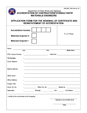 Dpwh Materials Engineer Exam Application Form