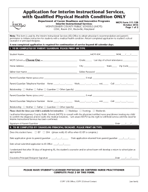  Application for Interim Instructional Services, 2016