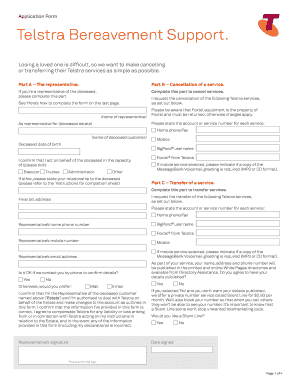 Telstra Bereavement Support  Form