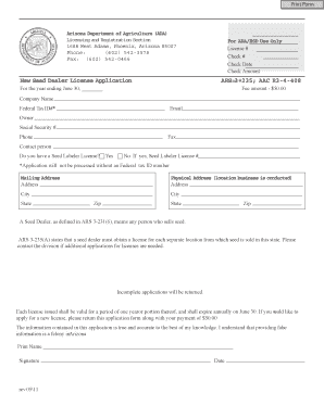Arizona Department of Agriculture ADA  Form