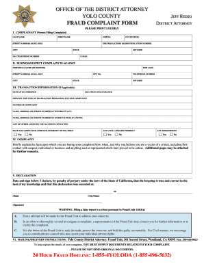 Fraud Complaint Form