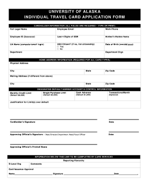 INDIVIDUAL TRAVEL CARD APPLICATION FORM