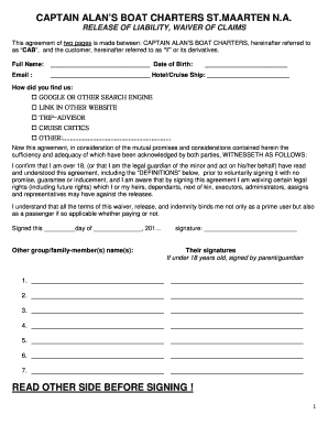 Boat Passenger Waiver Form