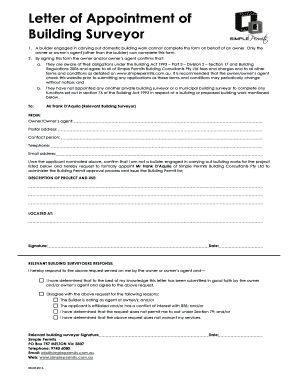 Letter of Appointment of Building Surveyor  Form