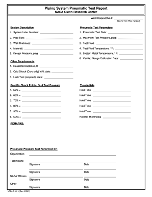 Pipe Pressure Test Rest Editable Template  Form
