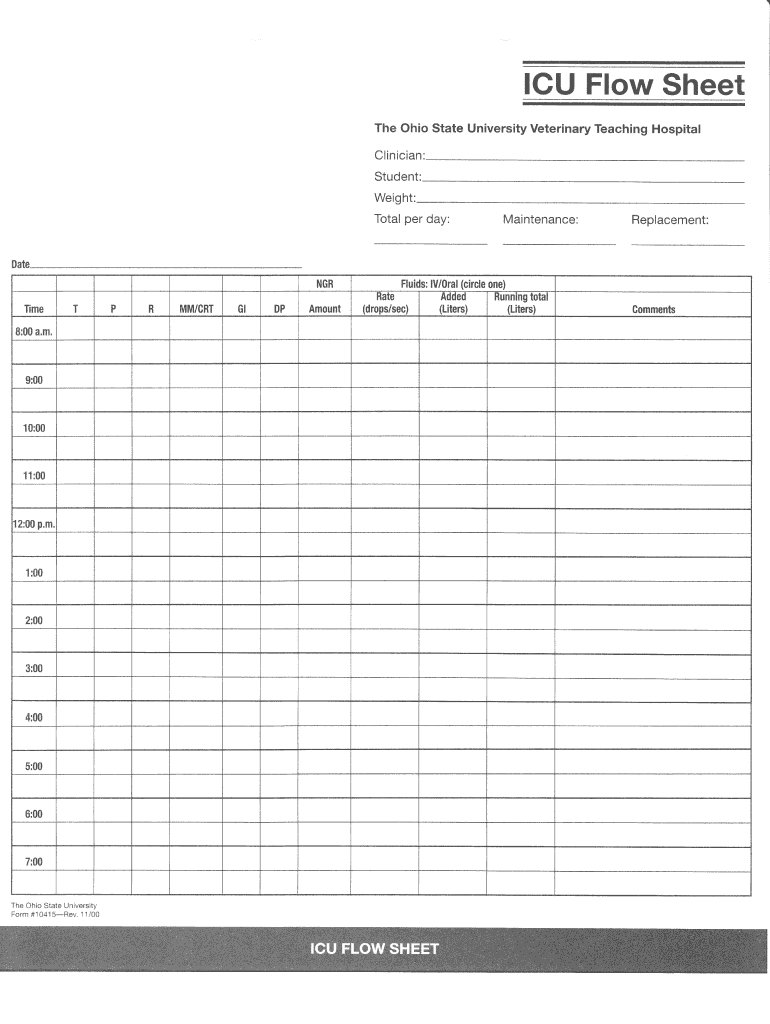 ICU Flow Sheet  Form