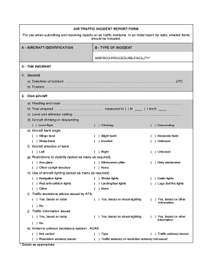 AIR TRAFFIC INCIDENT REPORT FORM for Use When Submitting