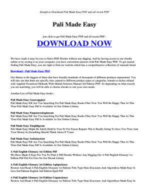 Pali Made Easy PDF Form - Fill Out and Sign Printable PDF