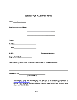 Plumbing Warranty Template  Form