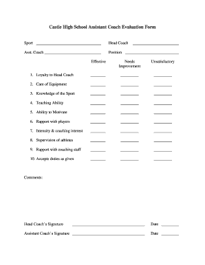 Assistant Coach Evaluation Form