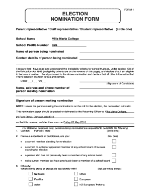 School Election Nomination Form PDF