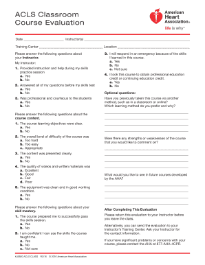 Acls Course Evaluation Form