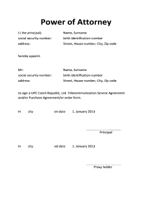 Power of Attorney Vzor  Form