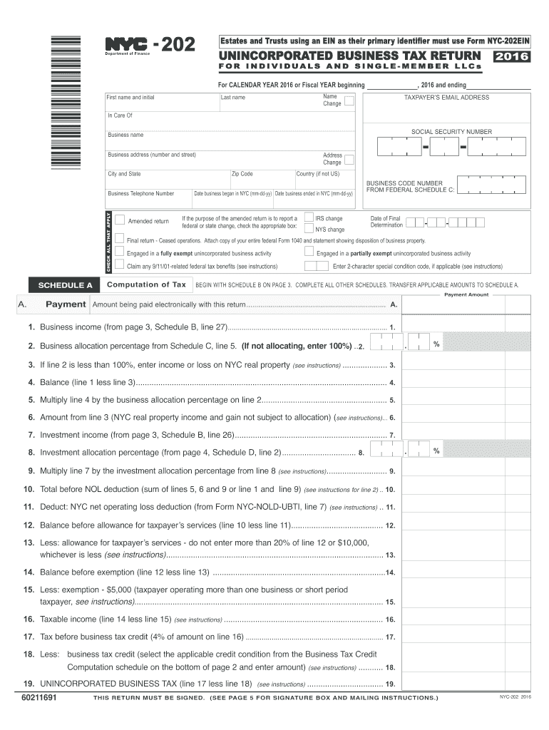  Nyc 202  Form 2016