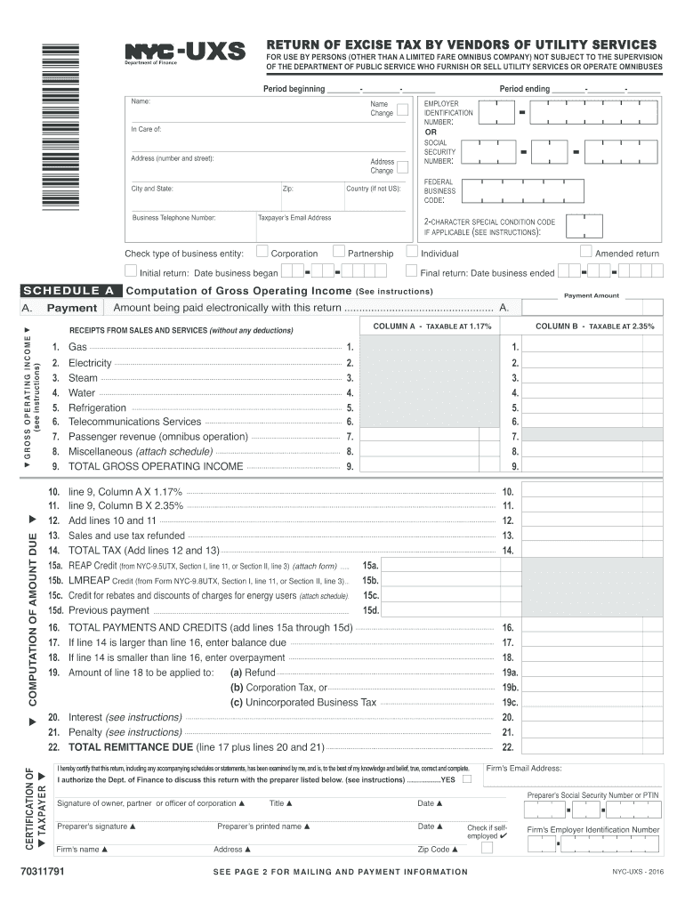 Get and Sign Nyc Uxs  Form 2016