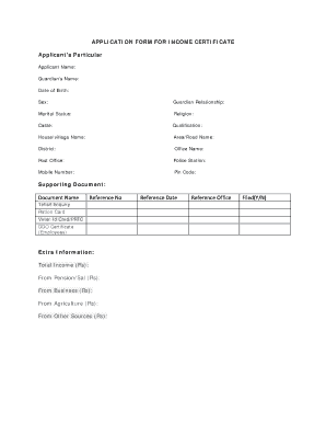 Tripura Income Certificate Form