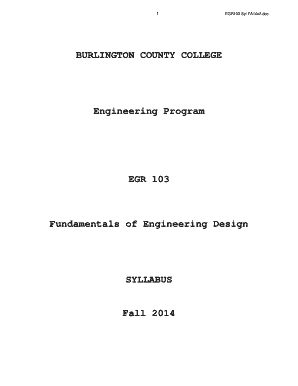 EGR 103 Fundamentals of Engineering Design Rowan College at Bcc  Form