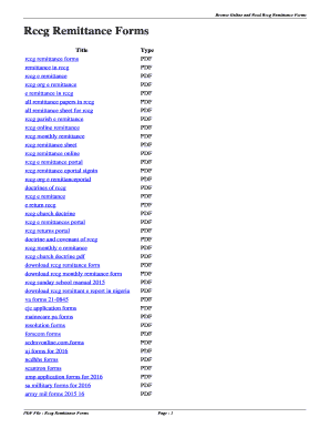 Rccg Monthly Remittance Form
