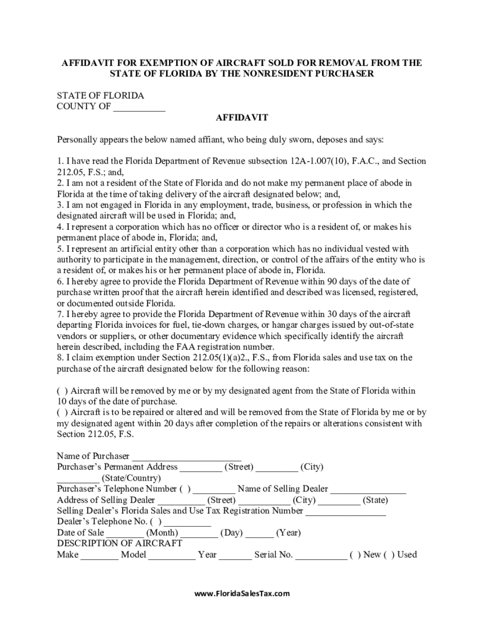 Suggested Affidavit Form Nonresident Purchaser