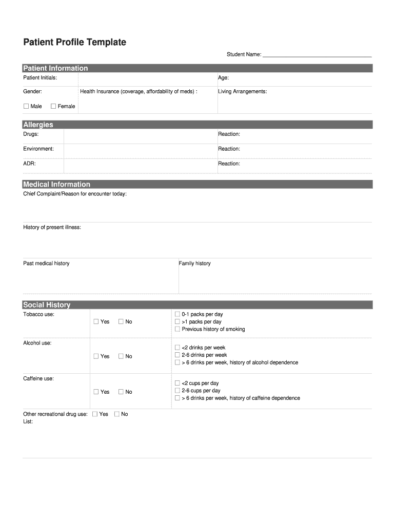 Patient Profile Template  Form