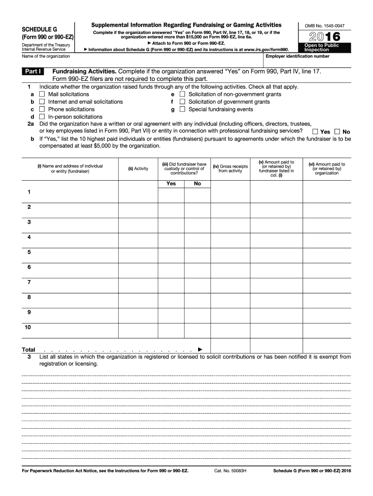 2016 Schedule G (990 form)