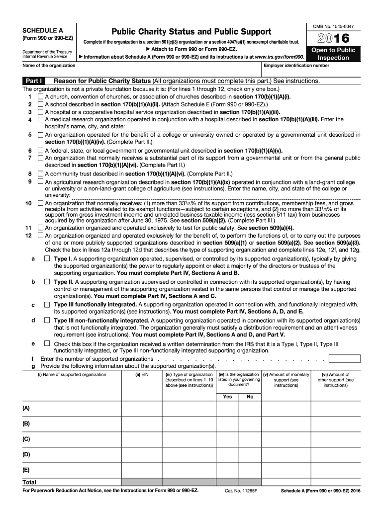  Irs Form Schedule a 2016