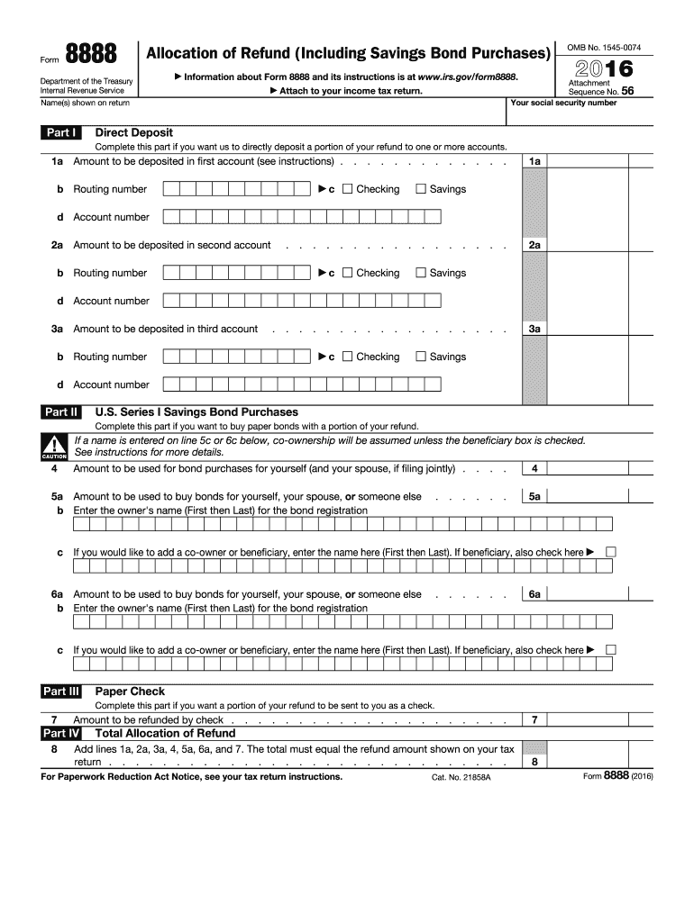  Irs Form 8888 2016