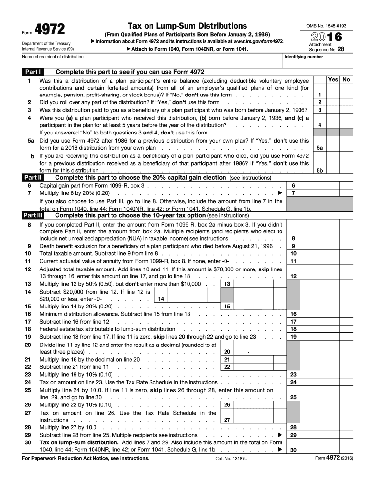  Irs Form 4972 2016