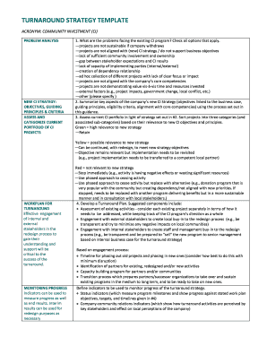 Business Turnaround Plan Template  Form