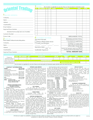  Oriental Trading Order Form 2019-2024