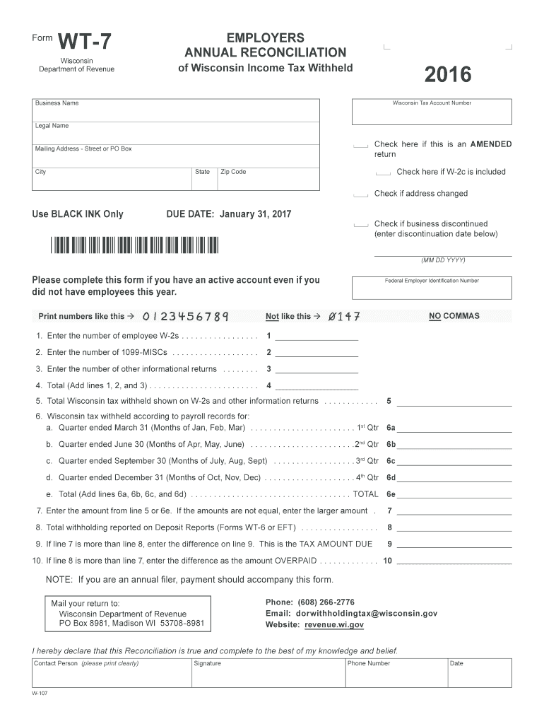 Wisconsin Form Wt 7 Fill Out And Sign Printable PDF Template SignNow