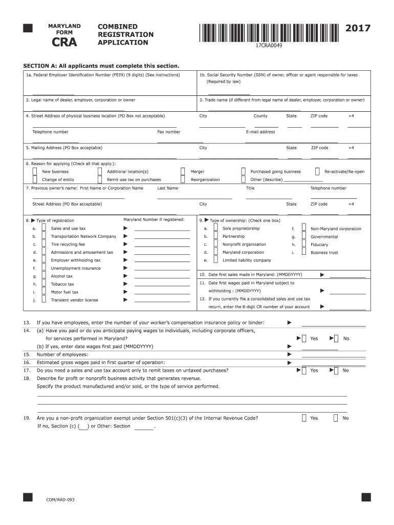 Get and Sign Maryland Form Cra 2017
