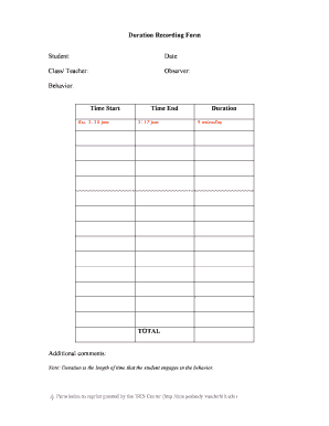 Duration Recording Example  Form