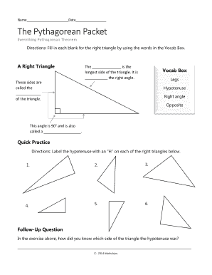The Pythagorean Packet Answer Key  Form