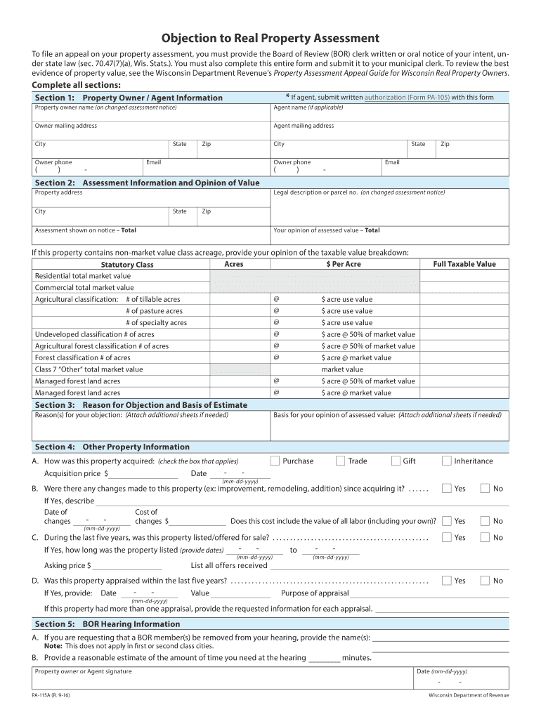  PA 115A Wisconsin Department of Revenue Revenue Wi 2016