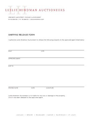  Shipping Release Form 2014