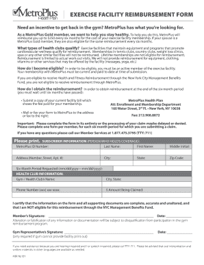 Metroplus Gym Reimbursement Form