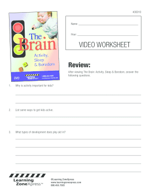 The Brain Activity Sleep and Boredom Worksheet  Form