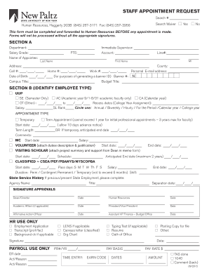 Get and Sign STAFF APPOINTMENT REQUEST  Form