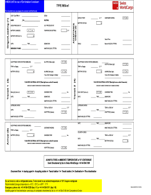 Sample of Envirotainer Checklist Form