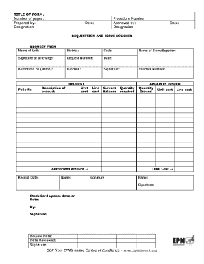 Requisition and Issue Voucher Form