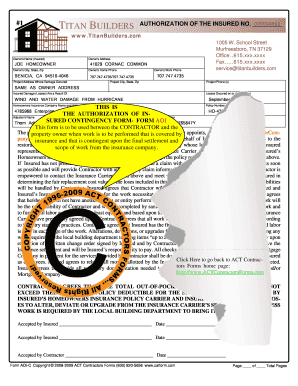 Authorization of Insured Contingency Form