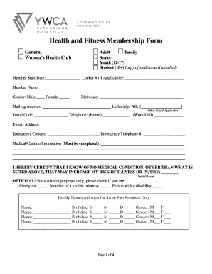 Fitness Application Form